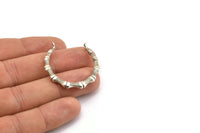 Gümüş Yuvarlak Kolye, 2 Antik Gümüş Kaplama Pirinç Yuvarlak Kemikli Kolye, Küpeler, 2 Döngülü Bulgular (35 mm) N0879 H0967