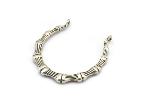 Gümüş Yuvarlak Kolye, 2 Antik Gümüş Kaplama Pirinç Yuvarlak Kemikli Kolye, Küpeler, 2 Döngülü Bulgular (35 mm) N0879 H0967