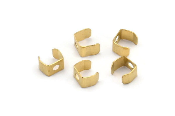 Brass Crimp End, 150 Raw Brass Geometric Cap Connectors With 1 Hole, Findings (6x5mm) D1129