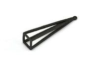 Black Triangle Prism, 2 Oxidized Brass Black Triangle Prism Pendants With 1 Loop (45x10mm) BS 1983 S704