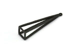 Black Triangle Prism, 2 Oxidized Brass Black Triangle Prism Pendants With 1 Loop (45x10mm) BS 1983 S704