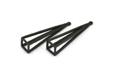 Black Triangle Prism, 2 Oxidized Brass Black Triangle Prism Pendants With 1 Loop (45x10mm) BS 1983 S704