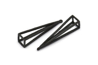 Black Triangle Prism, 2 Oxidized Brass Black Triangle Prism Pendants With 1 Loop (45x10mm) BS 1983 S704