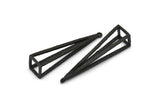 Black Triangle Prism, 2 Oxidized Brass Black Triangle Prism Pendants With 1 Loop (45x10mm) BS 1983 S704