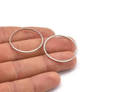 Silver Circle Connector, 24 Silver Tone Circle Connectors, Rings, Findings (30x1x1mm) BS 2099