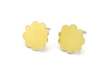 Earring Studs, 10 Raw Brass - Cloud Shaped Stud Earrings - Brass Earrings - Earrings (11x12x0.60mm) A2968