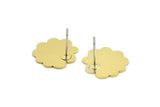 Earring Studs, 10 Raw Brass - Cloud Shaped Stud Earrings - Brass Earrings - Earrings (13x14x0.60mm) A2970
