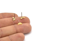 Earring Studs, 12 Raw Brass - Tiny U Shape Earrings - Brass Earrings - Earrings (4x8x0.60mm) A2960