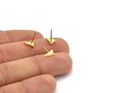 Pirinç Üçgen Küpe, 12 Ham Pirinç Küçük Üçgen Şekilli Küpe (7x5x1mm) A2961