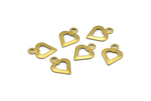 100 Raw Brass Heart Charms, Findings (11x8 Mm) Brs 557 A0530