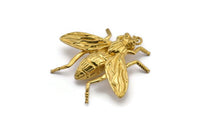 Huge Bug Pendant, 1 Raw Brass Bug Fly Insect Charm Pendant (43x41mm) N214