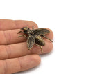 Huge Bug Pendant, 1 Antique Plated Brass Bug Fly Insect Charm Pendant (43x41mm) N0214 Y118