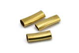 Brass Bracelet Tube Beads, 12 Oval Raw Brass Tubes, Findings, Charms, Oval Small Beads, (21x7x4.50mm) Sq12 Brc291
