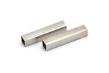 Silver Rectangle Tube, 24 Square Silver Brass Tubes (32x6x6mm) Sq06nf Brc261