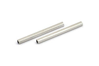 Silver Tube Bead, 24 Nickel Free Silver Brass Square Tubes (40x3x3mm) Sq01 BRC265
