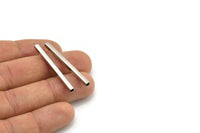 Silver Tube Bead, 24 Nickel Free Silver Brass Square Tubes (40x3x3mm) Sq01 BRC265