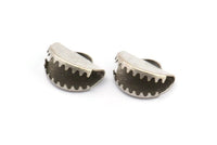 Half Moon Crimp, 15 Antique Silver Plated Ribbon Crimp Ends With 1 Loop, Findings (15x12.5mm) D0152 H0320