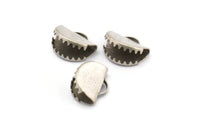 Half Moon Crimp, 15 Antique Silver Plated Ribbon Crimp Ends With 1 Loop, Findings (15x12.5mm) D0152 H0320