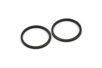 Black Circle Connectors - 24 Oxidized Brass Black Circle Connectors (16x1x1mm) BS 1098 s464