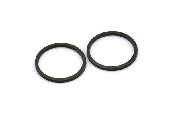 Black Circle Connectors - 24 Oxidized Brass Black Circle Connectors (16x1x1mm) BS 1098 s464