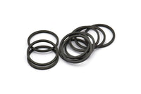 Black Circle Connectors - 24 Oxidized Brass Black Circle Connectors (16x1x1mm) BS 1098 s464