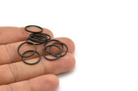 Black Circle Connectors - 24 Oxidized Brass Black Circle Connectors (16x1x1mm) BS 1098 s464