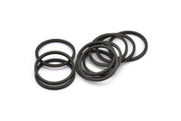 Black Circle Connectors - 50 Oxidized Brass Black Circle Connectors (16x1x1mm) BS1098 S464