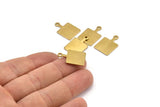 Brass Square Charm, 12 Raw Brass Square Charms With 1 Loop, Earring, Findings (21x14x1mm) D0753