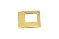 Brass Square Charm, 6 Raw Brass Square Charms With 1 Hole, Pendants, Earrings (23x1mm) D0756