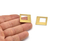 Brass Square Charm, 6 Raw Brass Square Charms With 1 Hole, Pendants, Earrings (23x1mm) D0756