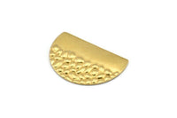 Semi Circle Blank, 12 Textured Raw Brass Half Moon Blanks Without Holes (26.5x17.5x0.65mm) D957