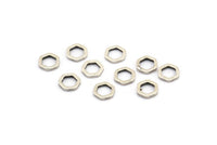 Silver Hexagon Ring, 100 Antique Silver Plated Brass Hexagonal Rings (6x1mm) D0012 H0658