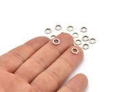 Silver Hexagon Ring, 100 Antique Silver Plated Brass Hexagonal Rings (6x1mm) D0012 H0658