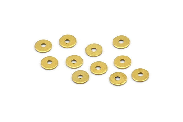 Middle Hole Disc, 100 Raw Brass Round Disc, Middle Hole Connector, Bead Caps, Findings (5mm) Brs 82 A0438