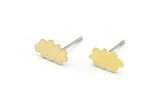 Earring Studs, 12 Raw Brass - Cloud Shaped Stud Earrings - Brass Earrings - Earrings (10x6x0.60mm) A4176 A3040