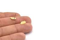 Earring Studs, 12 Raw Brass - Cloud Shaped Stud Earrings - Brass Earrings - Earrings (10x6x0.60mm) A4176 A3040