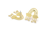 Brass Rainbow Earring, 8 Raw Brass Cloudy Rainbow Shaped Stud Earrings (18x17x0.60mm) A3038