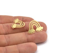 Brass Rainbow Earring, 8 Raw Brass Cloudy Rainbow Shaped Stud Earrings With 8 Holes (16x22x0.60mm) A3036