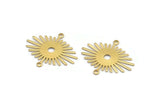 Brass Sunny Charm, 24 Raw Brass Sunny Connectors With 2 Loops (24x20x0.60mm) D1573