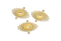 Brass Sunny Charm, 24 Raw Brass Sunny Connectors With 2 Loops (24x20x0.60mm) D1573