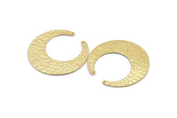Hammered Moon Crescent Charm, 2 Raw Brass Hammered Moons with 2 Holes Pendant (45x44x14mm) N0199
