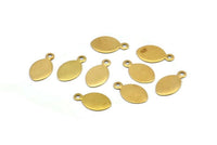Brass Oval Tag, 50 Raw Brass Oval Tags, Charms, Findings, Stamping Tags (13x7mm) Brs105 ( A0294 )