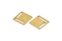 Square Brass Charm, 24 Raw Brass Square Connectors Without Hole (14x0.80mm) D0830