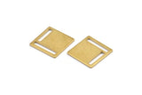 Square Brass Charm, 24 Raw Brass Square Connectors Without Hole (14x0.80mm) D0830