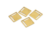 Square Brass Charm, 24 Raw Brass Square Connectors Without Hole (14x0.80mm) D0830
