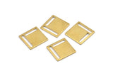 Square Brass Charm, 24 Raw Brass Square Connectors Without Hole (14x0.80mm) D0830