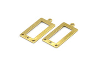 Brass Rectangle Charm, 24 Raw Brass Rectangle Charms with 1 Loop And 3 Holes, Pendants, Earrings (28x14x0.80mm) B0326