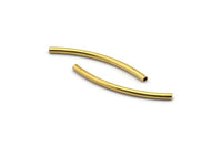 Solid Brass Noodle Tube, 24 Raw Brass Curved Tubes (2x35mm) Bs 1404
