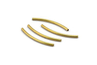 Solid Brass Noodle Tube, 24 Raw Brass Curved Tubes (2x35mm) Bs 1404