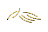 Solid Brass Noodle Tube, 24 Raw Brass Curved Tubes (2x35mm) Bs 1404
